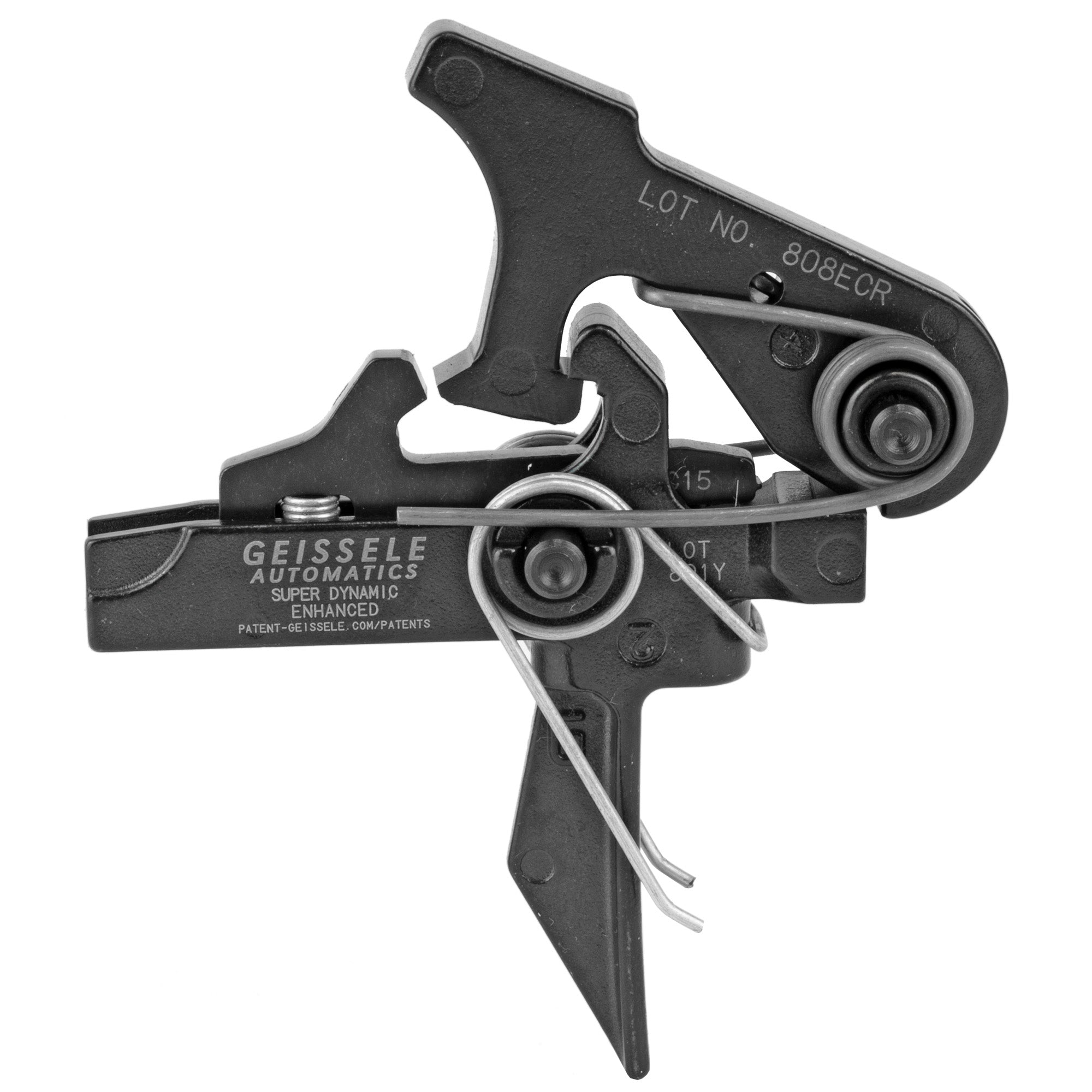 Geissele Super Dynamic Enhanced AR-15 Trigger - two-stage precision mechanism with flat bow for improved control and speed.