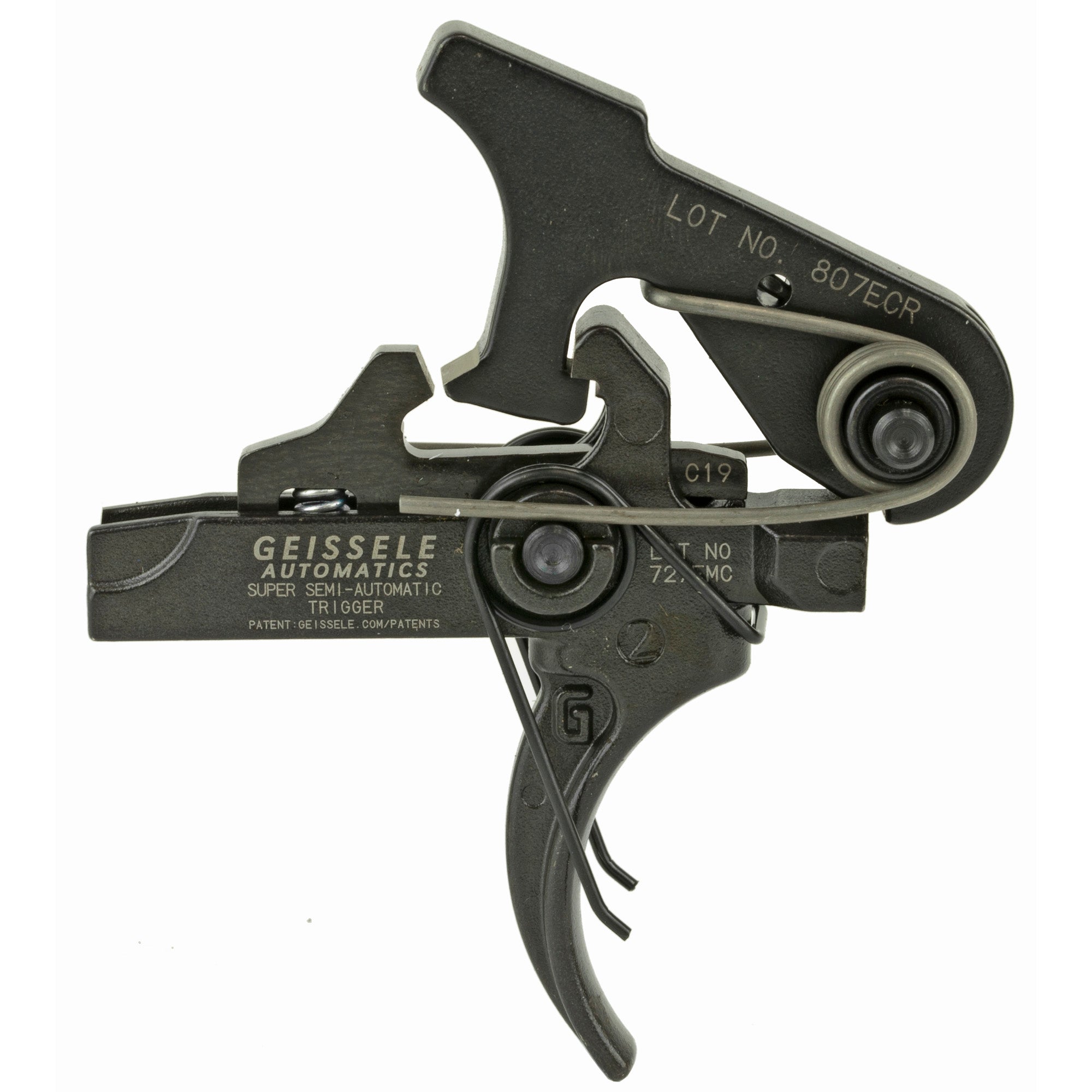 Geissele SSA 2-Stage Trigger, showcasing its durable design and precise pull mechanism for enhanced firearm control and accuracy.