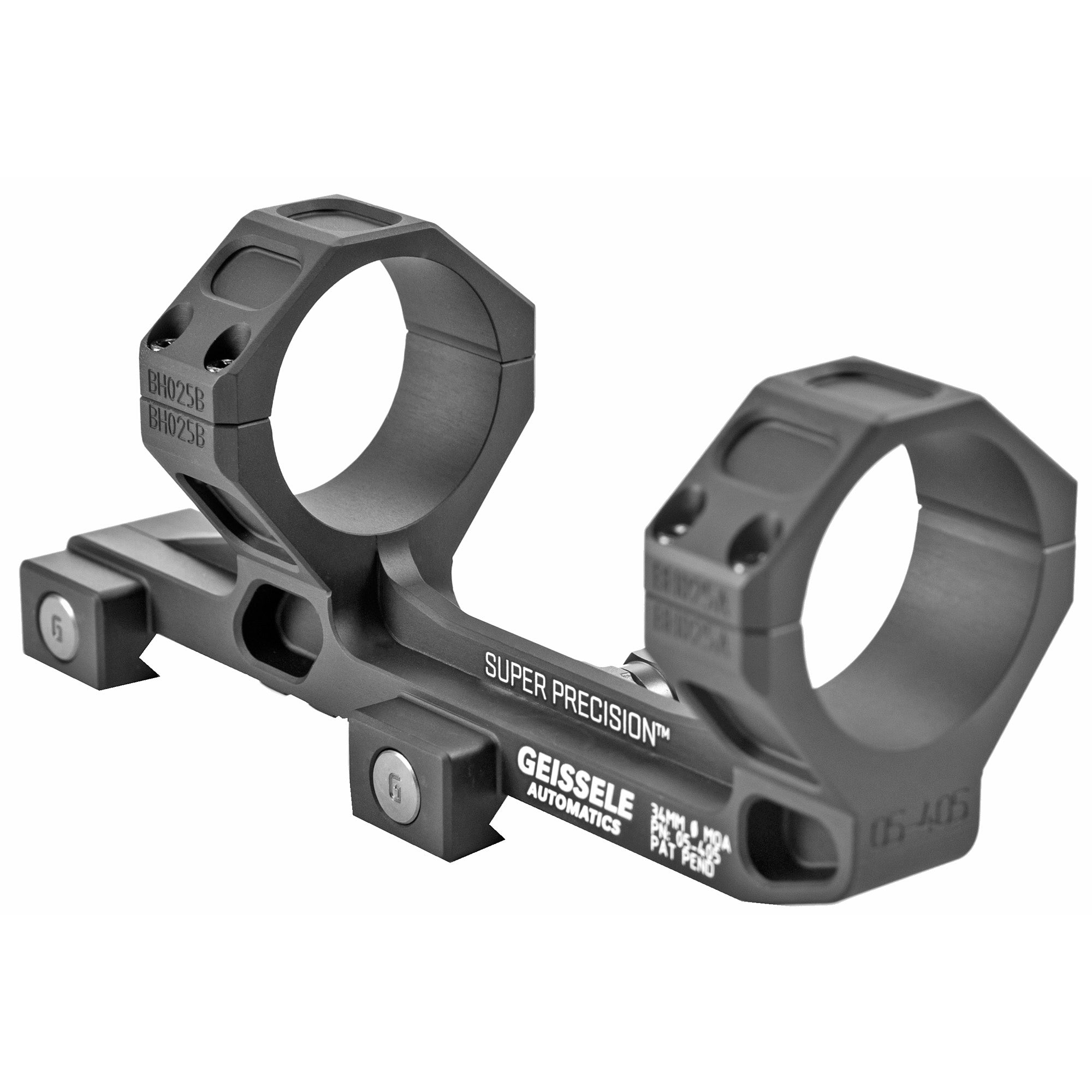 Geissele Automatics Super Precision Extended Scope Mount, 30mm, in Black Anodized Finish, designed for optimal performance and durability.
