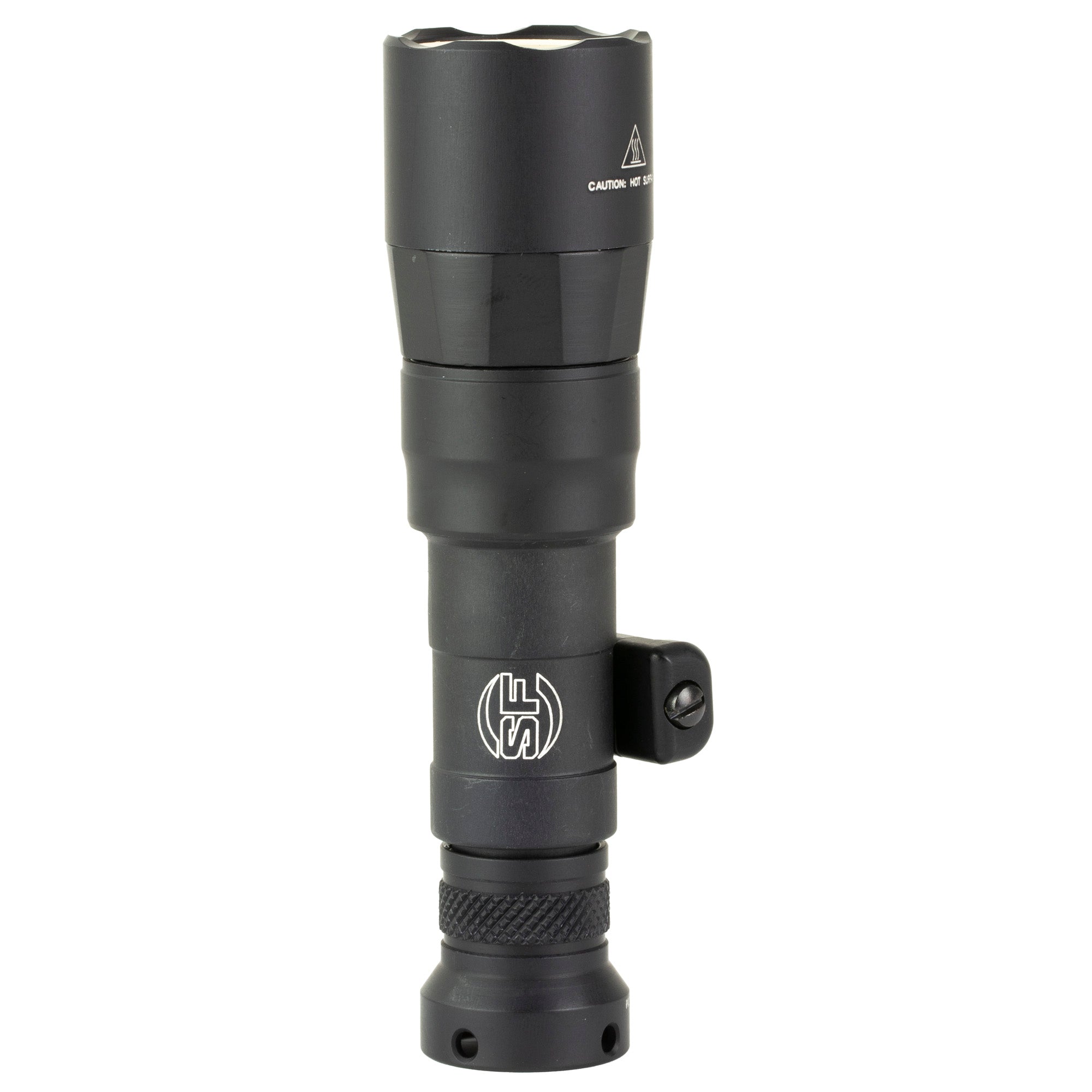 Surefire M340C Turbo Scout Light Pro Flashlight in black, equipped with dual fuel technology, 500 lumens, and includes a Z68 On/Off Tailcap and MLOK adapter, mounted on a firearm