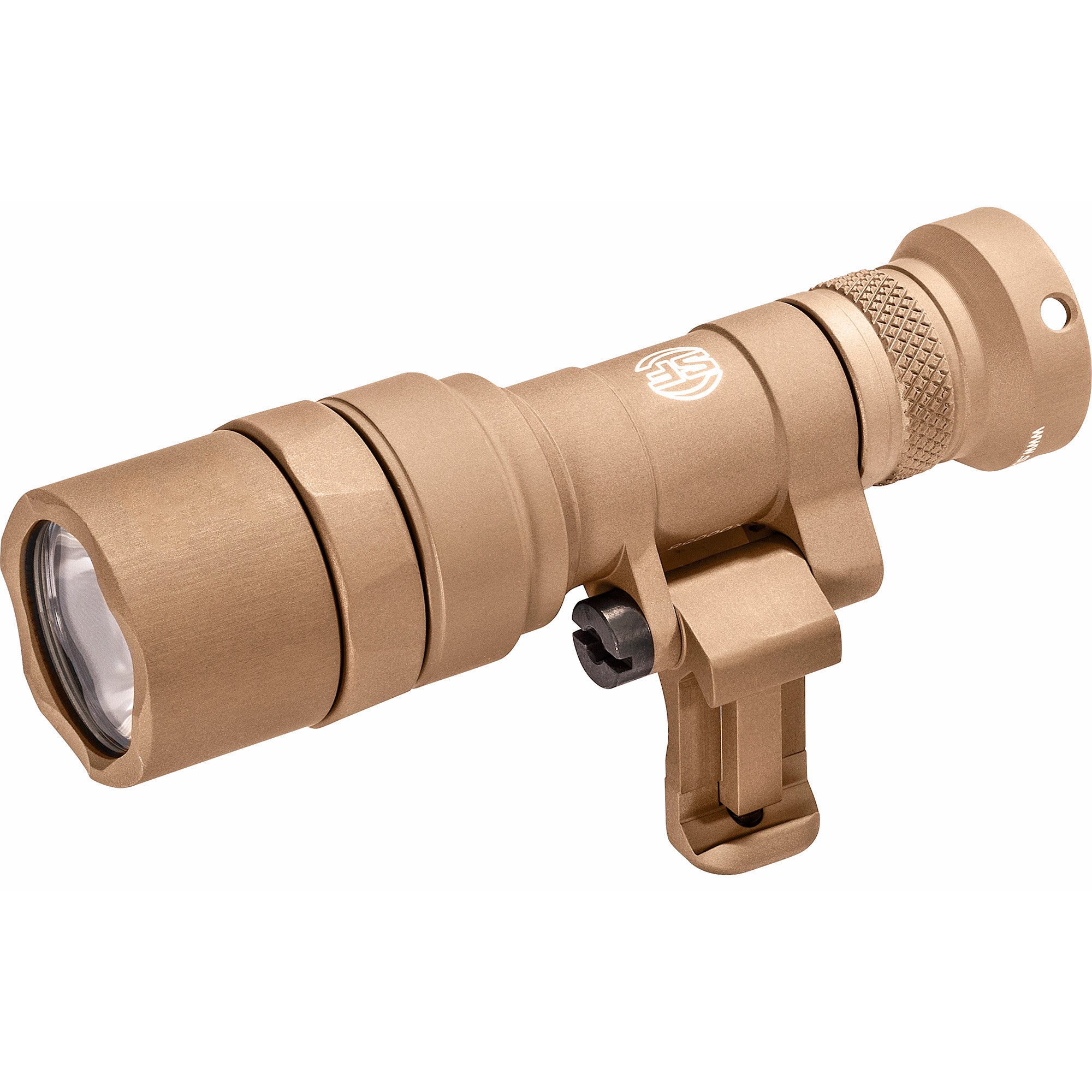 Surefire M340C Scout Pro Flashlight in tan finish, 500 lumens, equipped with 1913 Picatinny and M-LOK mounts, and featuring a Z68 On/Off tailcap.
