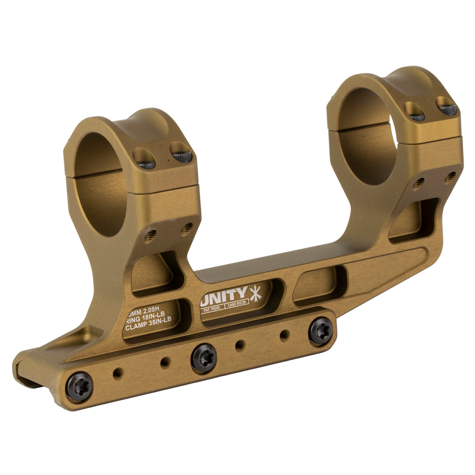 Unity Tactical FAST LPVO Mount 2.05" Optical Height Compatible with 30mm Tubes Anodized Finish